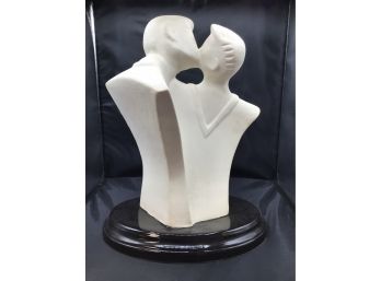 Art Deco Style Textured Kissing Couple Sculpture