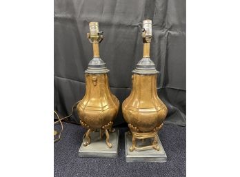 Vintage Brass Table Lamp Set