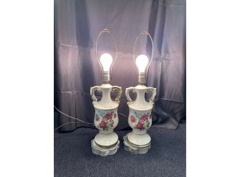 Vintage Porcelain Table Lamp Set