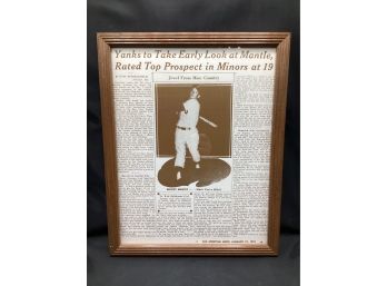 Reproduction Of Mickey Mantle Prospect Article