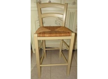 Wood Stool With Rattan Seat