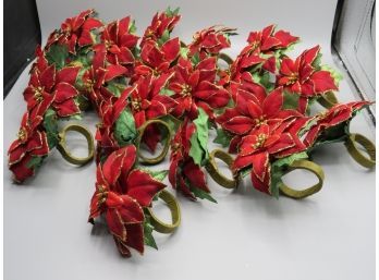 Artificial Poinsettia Napkin Rings - Set Of 20