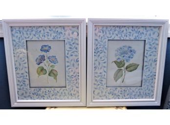 M. Brooks Blue Wild Flowers Framed Wall Decor - Set Of 2