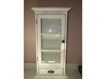 Wood Storage Cabinet With One Glass Door & Drawer