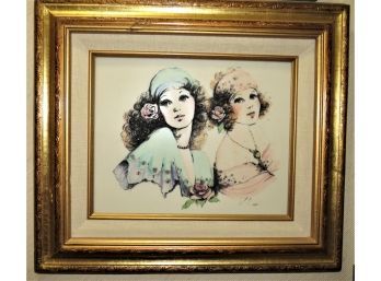 Mary Vickers Hand Colored Resin Etched Portrait Framed