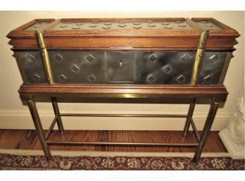 Metal/wood Decorative Chest With Legs & Key