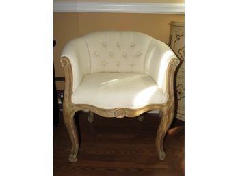 Ivory Fabric Tufted Accent Chair