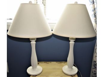 Wood Table Lamps With Shades - Set Of 2