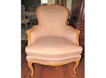 French Bergere Upholstered Fabric Pink Arm Chair