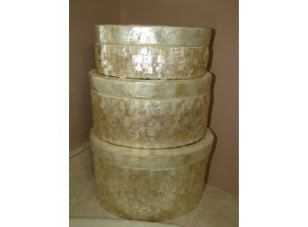 Shell Covered Decorative Boxes - Set Of 3 Various Sizes