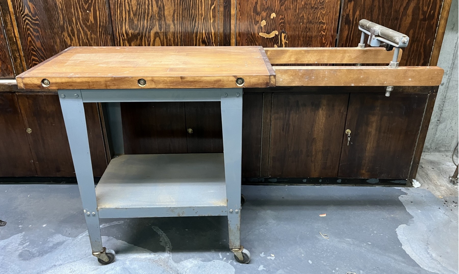 Wood Top Work Bench With Extension On Wheels #69432 | Auctionninja.com