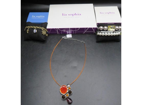 Lia Sophia Costume Jewelry - Necklace & Bracelets - Lot Of 3  - In Original Boxes
