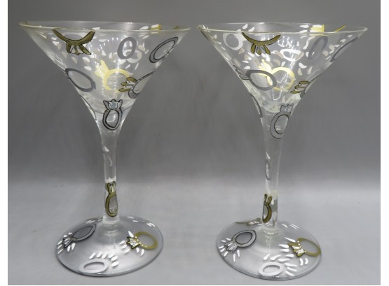 Lolita 'wedding' Painted Martini Glasses - Set Of 2