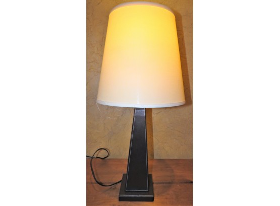 Brown Faux Leather Table Lamp With Shade