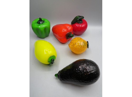 Decorative Glass Fruit - Assorted Lot Of 6