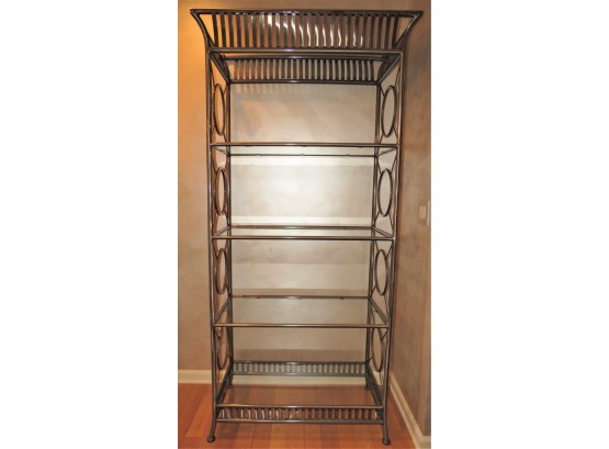 Etagere Pewter Colored Metal, 4-tier Glass Shelving Unit