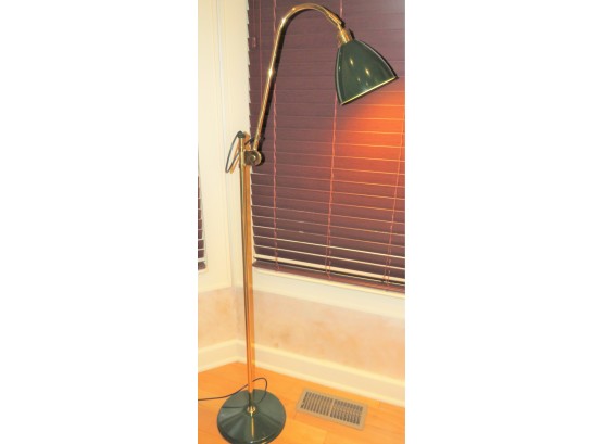 Dark Green Shade & Base Metal Adjustable Gooseneck Floor Lamp