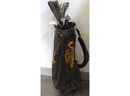 Callaway Gold Bag And Lot Of 7 Golf Clubs