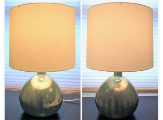 Glass Table Lamps With Shades - Set Of 2
