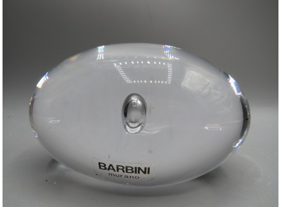 Barbini Murano Art Glass Egg-shaped Paperweight, Signed