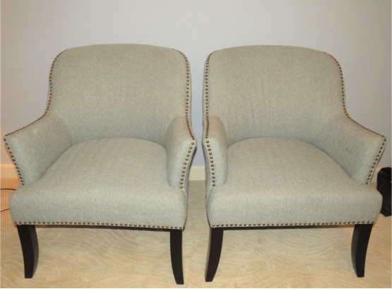 Pier 1 Imports Quilted Back, Hammered Nail Accent Arm Chairs - Set Of 2
