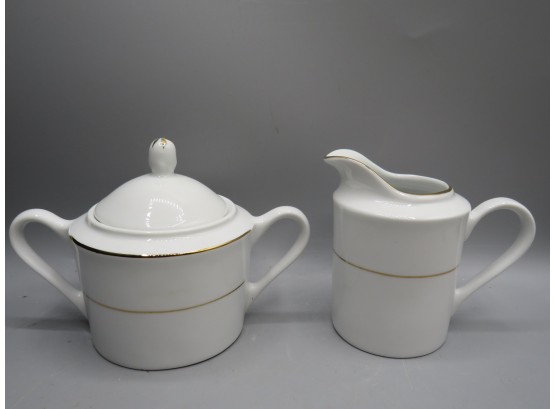 Fairfield 'classic Gold' Fine China Creamer & Sugar Bowl With Lid - Set Of 2
