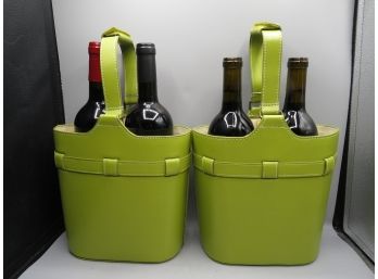 Marcotullo, Roanoke Vineyards, Bookends 4 Wine Bottles & 2 Green Wine Totes - Lot Of 6