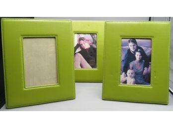 Green Vinyl Picture Frames - Lot Of 3