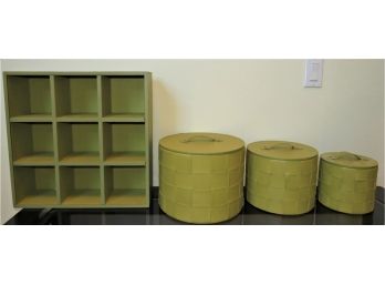 Green Nesting Boxes & 9-section  Display/storage Box - Lot Of 4