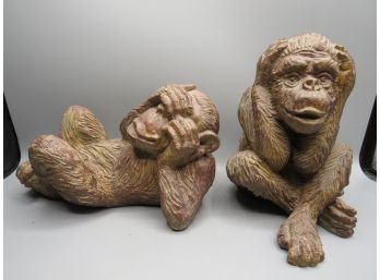 Three Hands Corp. Resin Monkeys, See No Evil/hear No Evil - Set Of 2