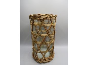 Glass Vase With Woven Holder