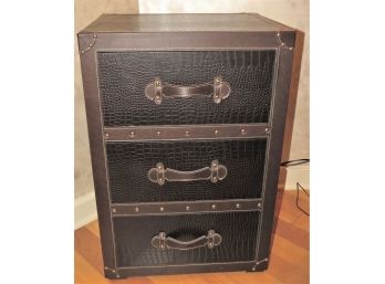 Pier 1 Decorative Faux Leather Chest With 3 Drawers