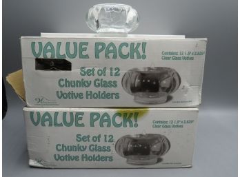 Chunky Glass Votive Holders -Hosley International 2 Boxes Of 12 Each/total 24 Votives