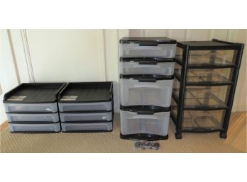 Plastic Storage Organizers  - Rubbermaid/bella/iris - Assorted Lot Of 4