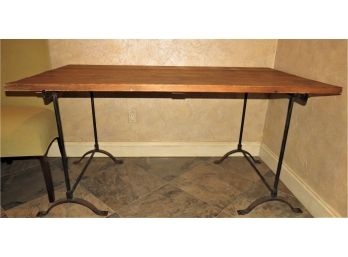 Wood Table With Metal Base