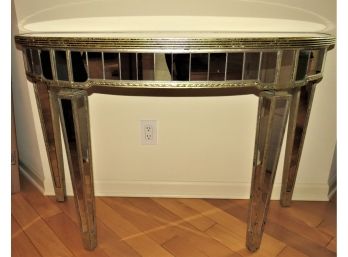 Mirrored Half-circle Console Table