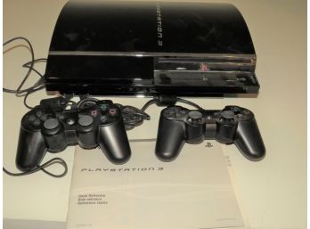 Sony Play Station 3 #CECHE01, 2 Controllers - *** NO POWER CORDS***