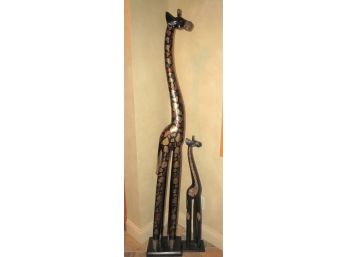 Wood Giraffe Figurines - Lot Of 2