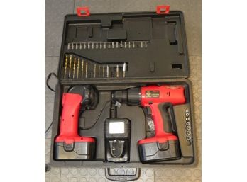 Handy Man Cordless Drill, Flashlight, Battery Charger & Battery Pack In Carry Case