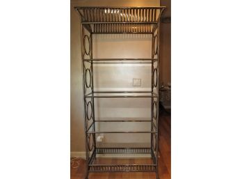 Etagere Pewter Colored Metal, 4-Tier Glass Shelving Unit