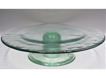 Green Tinted Glass Pedestal Cake Stand