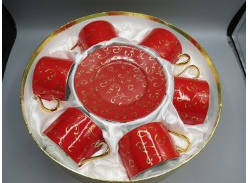 Classic Coffee & Tea 'red Savannah' Plates, Cups & Saucers - Service For 6 - In Original Boxes