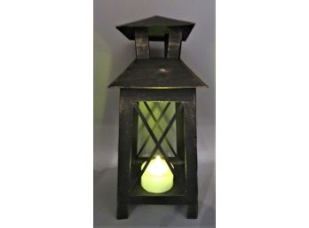 Metal Lantern With Battery Operated Tealight