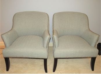 Pier 1 Imports Quilted Back, Hammered Nail Accent Arm Chairs - Set Of 2