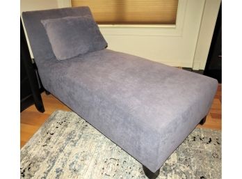 Blue Fabric Lounge Sofa With Throw Pillow