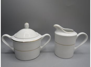 Fairfield 'classic Gold' Fine China Creamer & Sugar Bowl With Lid - Set Of 2