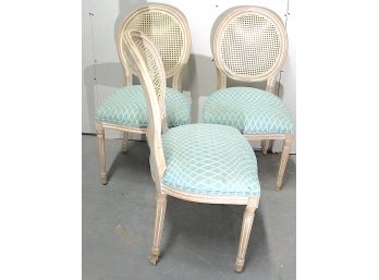 Upholstered Dinging Chairs, Set Of 3, Blue (84)