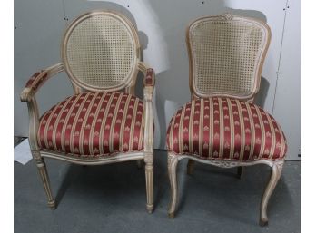 Upholstered Cane Back Dining Chairs, 4 Chairs 2 Arm Chairs, Red (83)