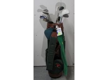 Gregory Paul Golf Bag, Green & Brown With Variety Of Golf Clubs (68)