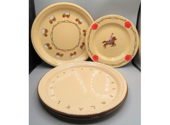 Marble Canyon Enameled Plates - Lot Of 5 Assorted Sizes